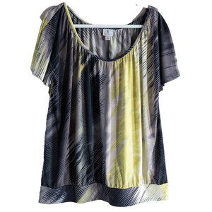 Worthington Women's 1X Yellow and Black Short Sleeve Blouse